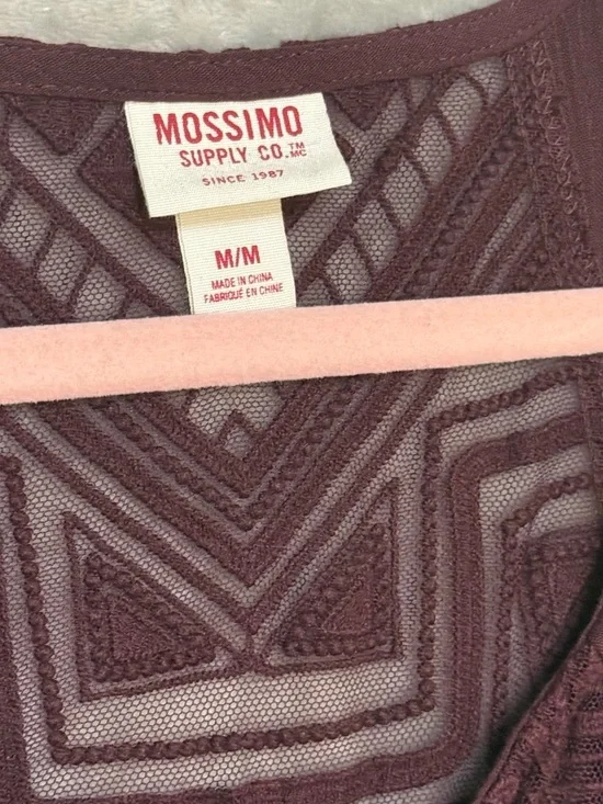 Mossimo Ladies Medium Boho Lace pullover Burgundy Blouse - Picture 13 of 14